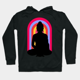 Buddha Om Mani Padme Hum Neon Rainbow Sunset Hoodie